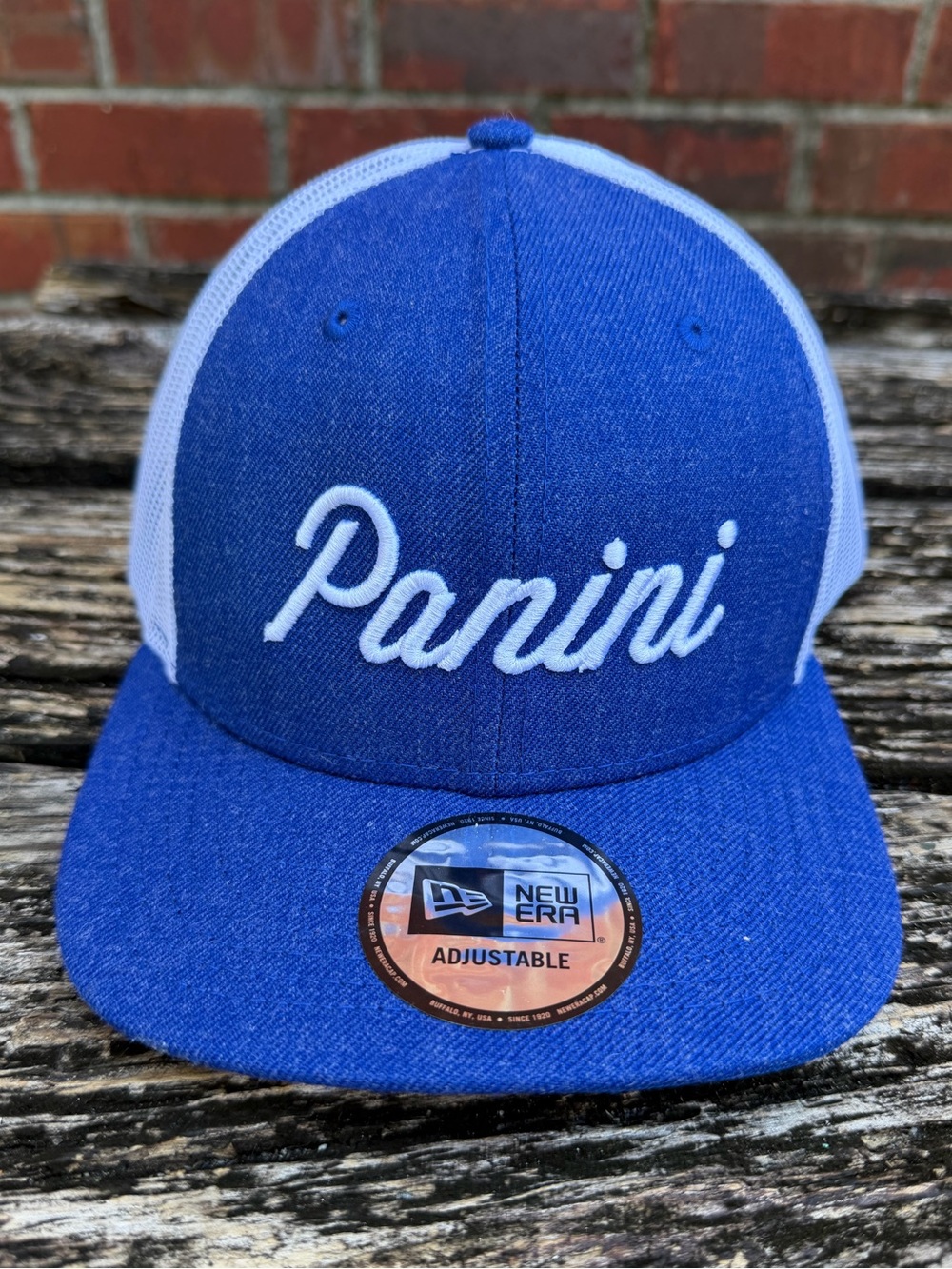 NWT New Era Panini Adjustable SnapBack Blue & White Mesh Trucker’s Hat Cap P7